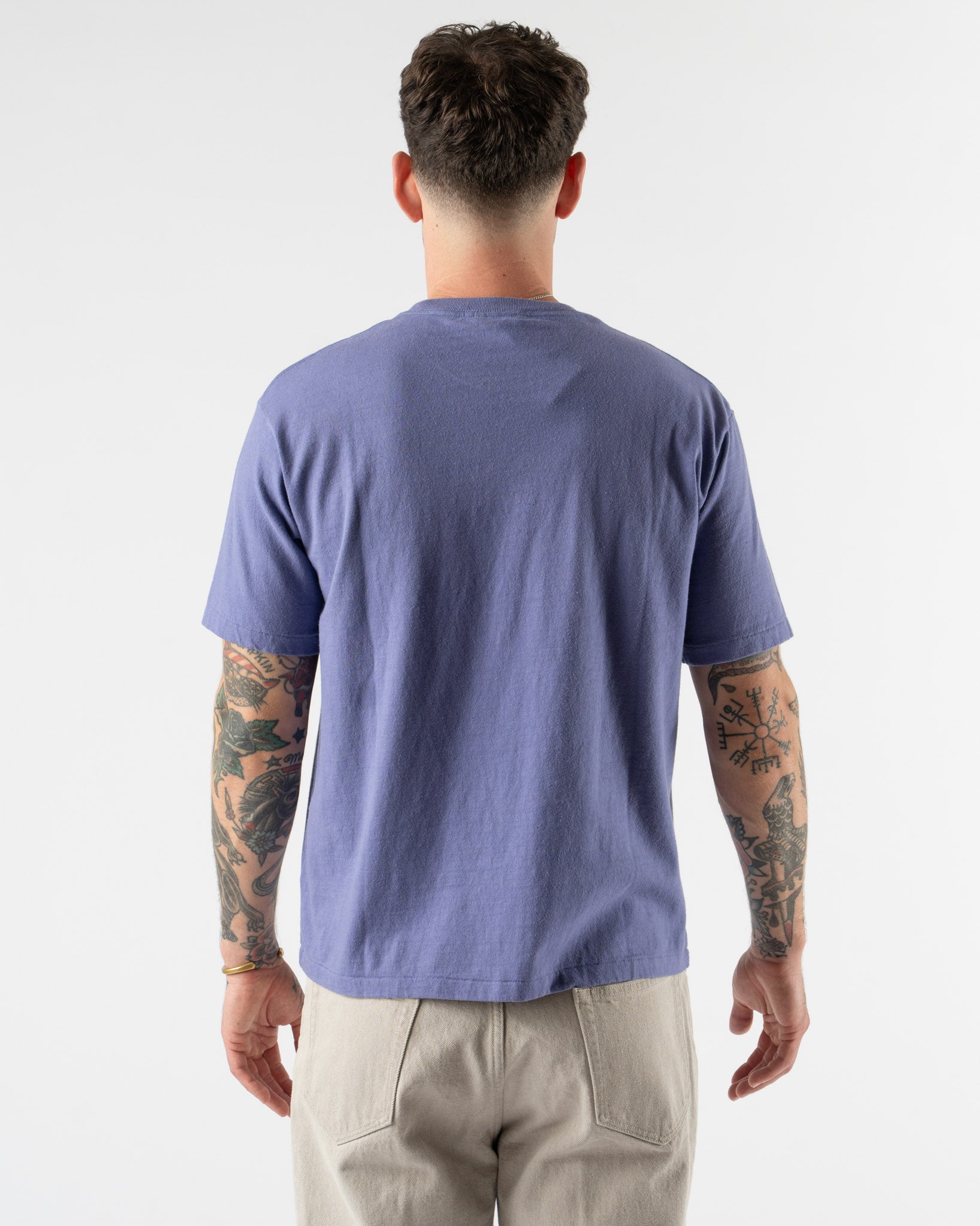 Auralee Brushed Organic Cotton Jersey Tee in Light Purple