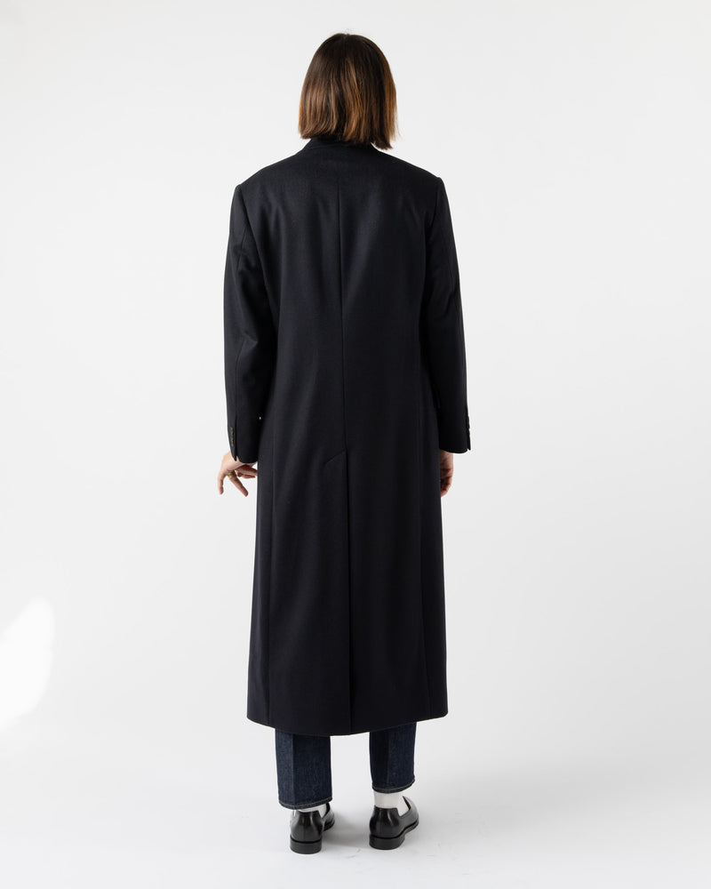 Auralee Cashmere Molefield Chesterfield Coat in Dark Navy