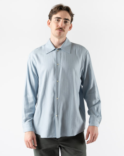 トップス AURALEE / COTTON CASHMERE SHIRT / 3 Auralee Cotton Cashmere Herringbone Shirt in Light Blue Curated at