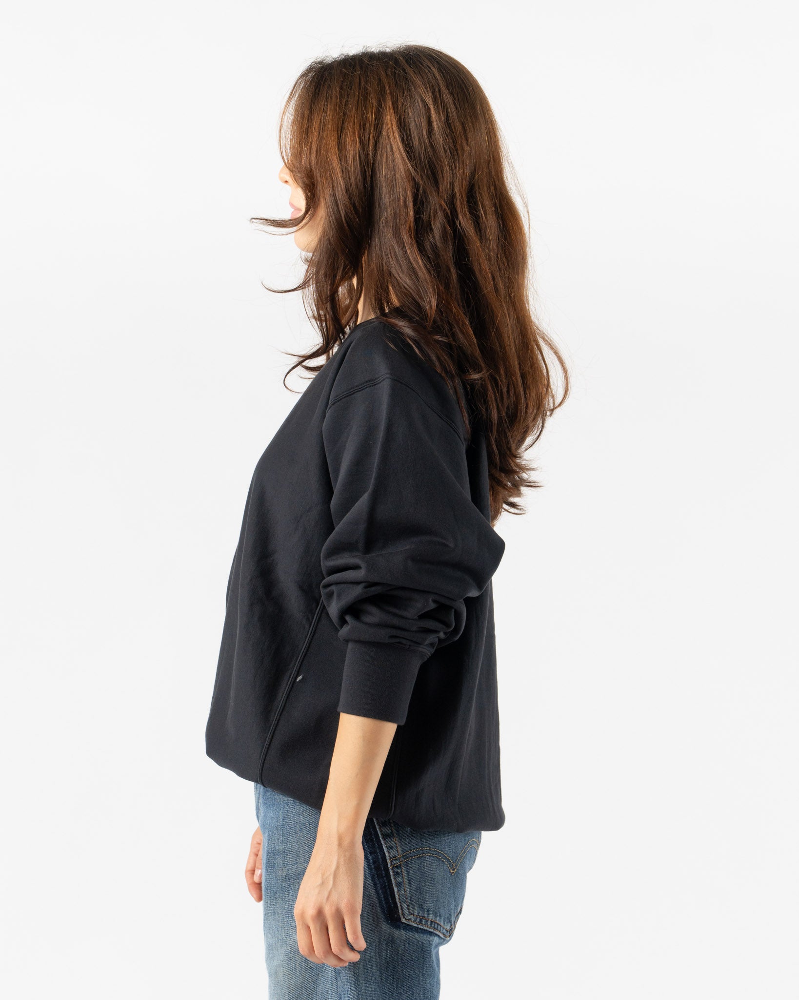 Auralee Elastic High Gauge Sweat P/O in Ink Black