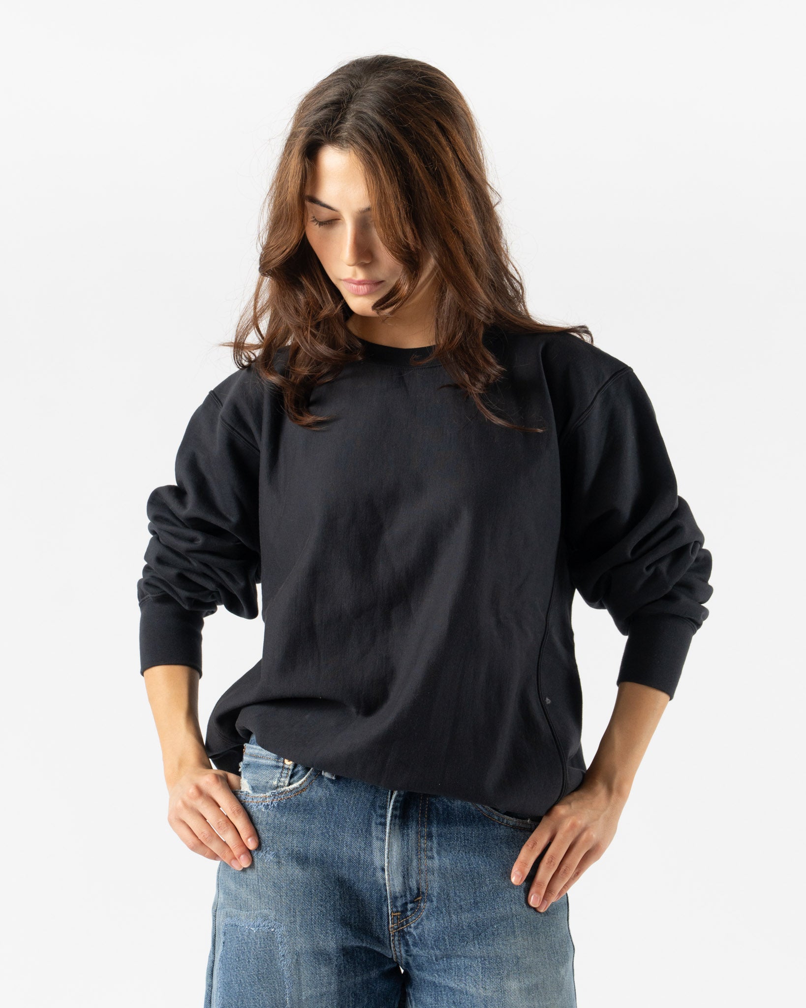 Auralee Elastic High Gauge Sweat P/O in Ink Black