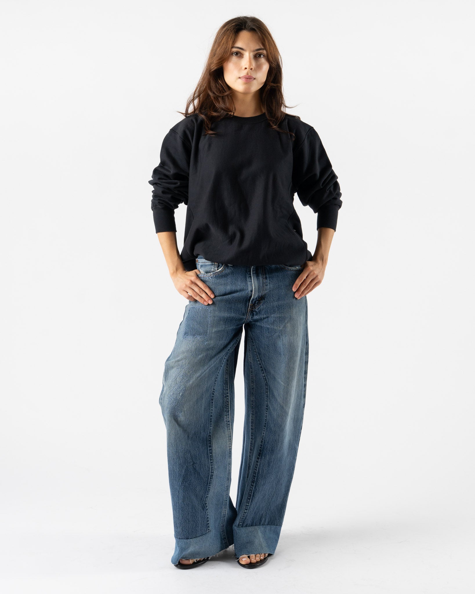 Auralee Elastic High Gauge Sweat P/O in Ink Black