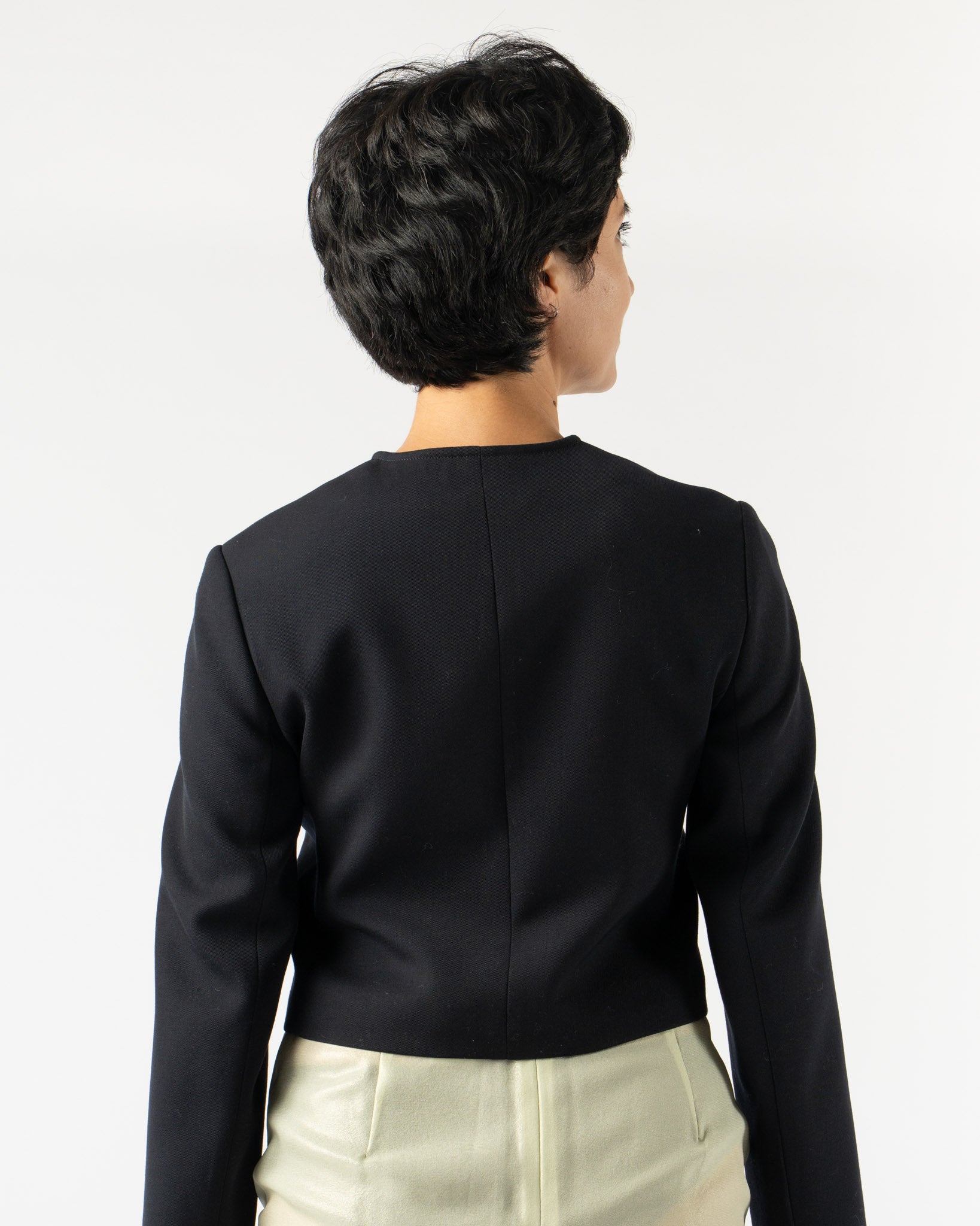 Auralee High Density Wool Twill Short Jacket in Dark Navy