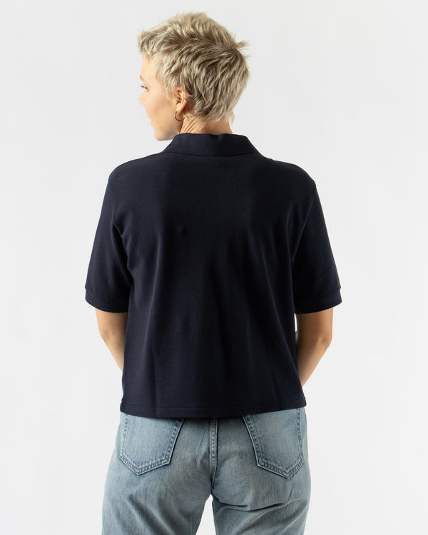 Auralee High Gauge Pique Polo in Dark Navy