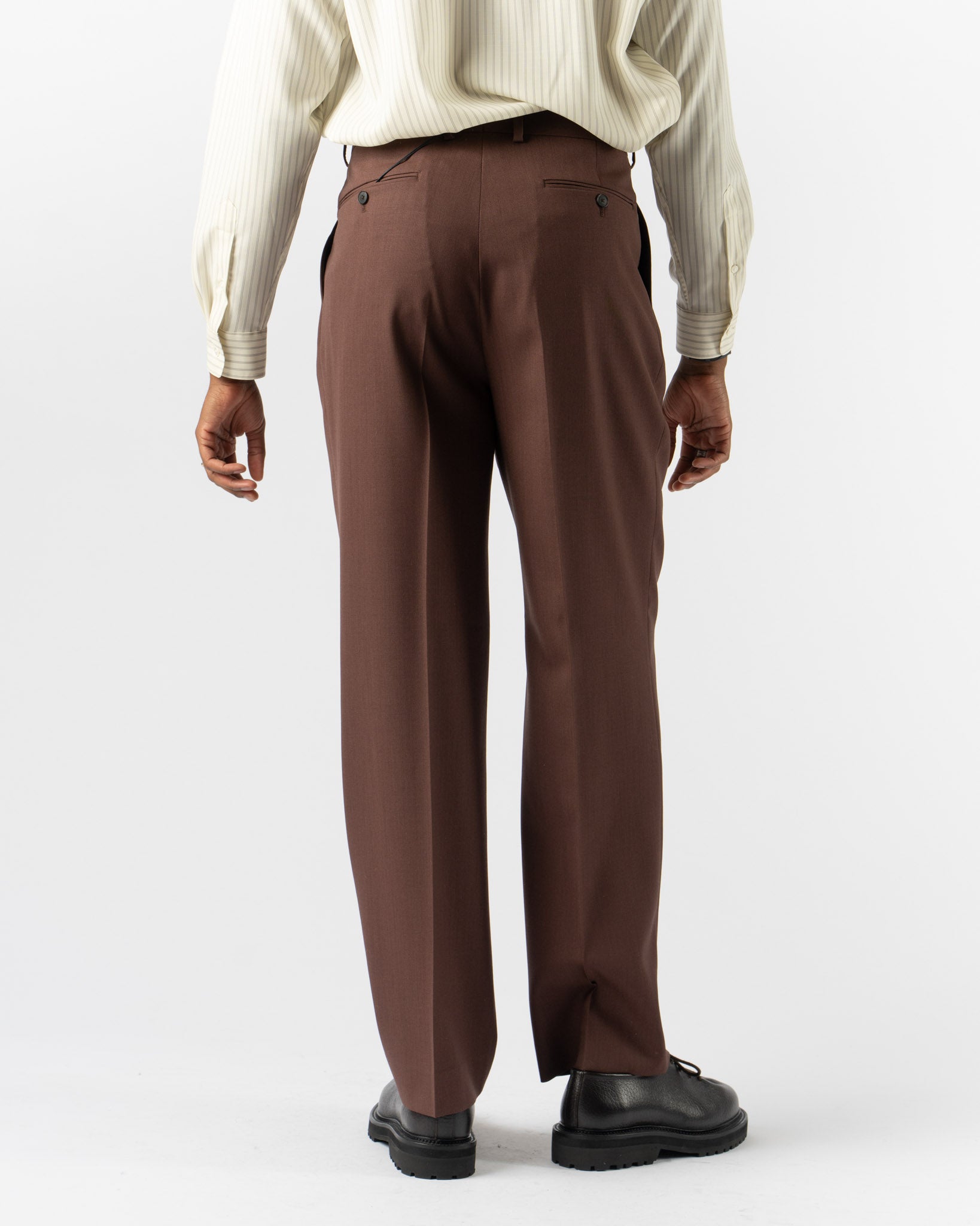 Auralee Hop Sack Two Pleat Trousers in Burgundy