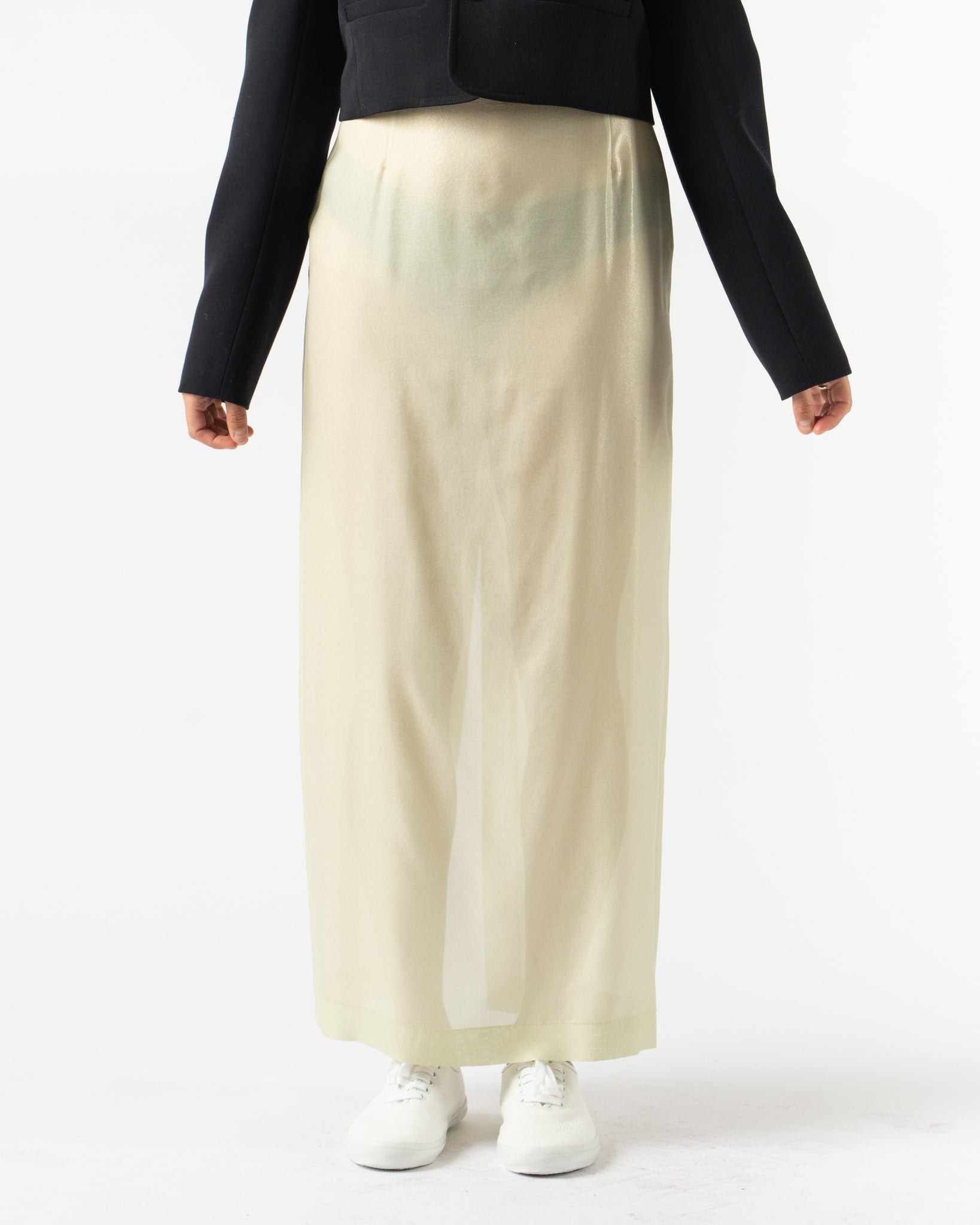 Auralee Foil Printed Silk Lawn Skirt in Pale Green
