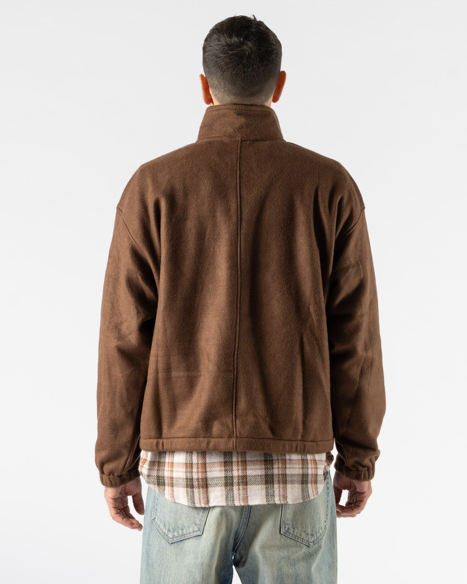 Auralee Pure Silk Comfort Fleece Pullover in Brown Curated at Jake