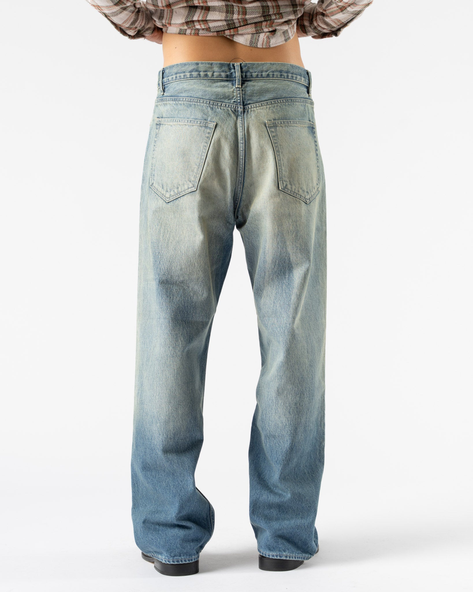 Auralee Selvedge Faded Light Denim Pants in Indigo Curated at Jake