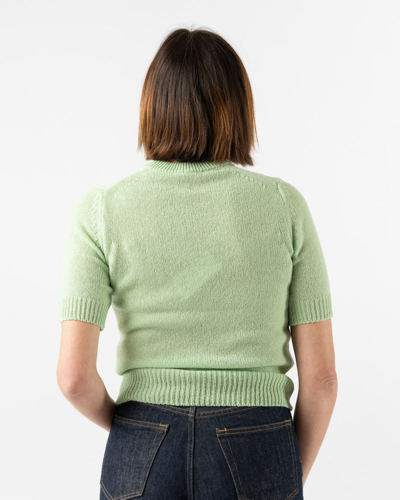 Auralee Summer Cashmere Knit Tee in Light Green