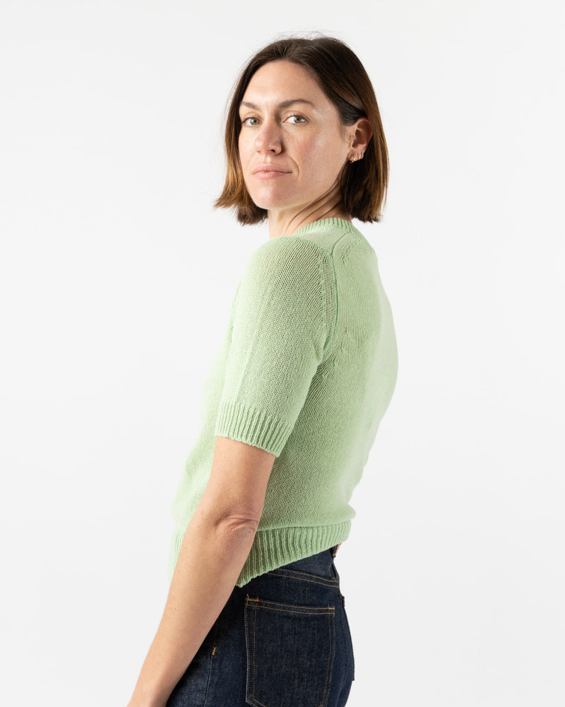 Auralee Summer Cashmere Knit Tee in Light Green