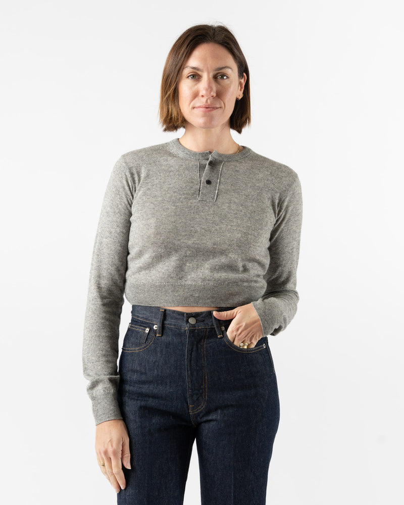 Auralee Super Fine Cashmere Silk Knit Henley in Top Gray