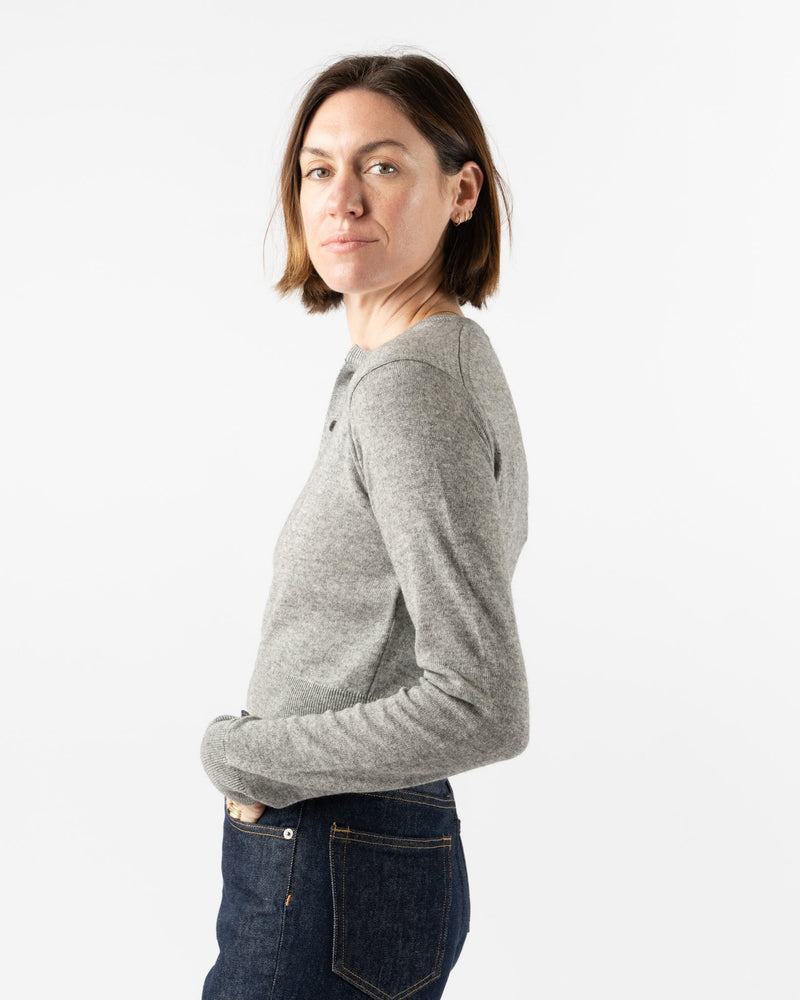 Auralee Super Fine Cashmere Silk Knit Henley in Top Gray