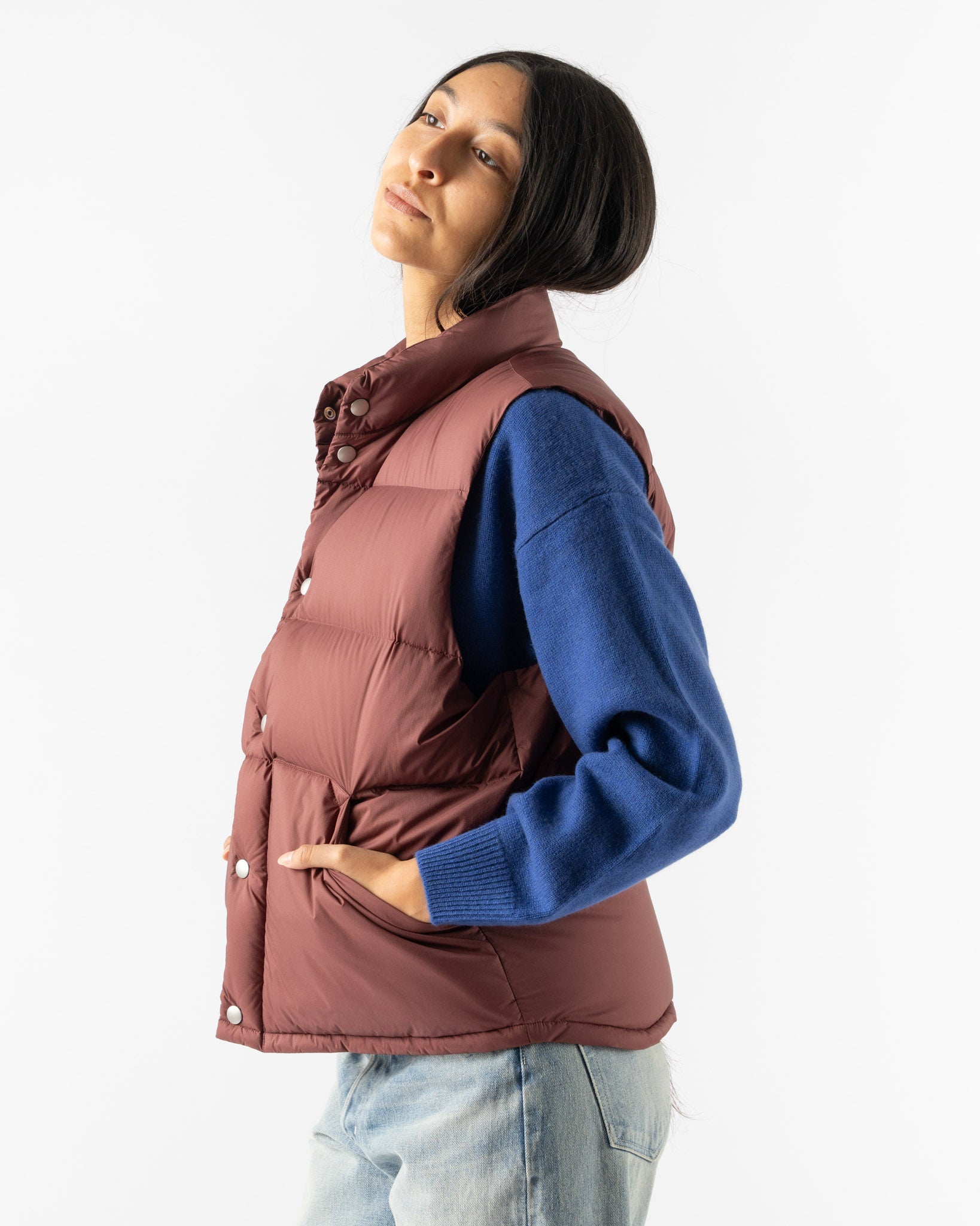 Auralee Super Light Nylon Ripstop Down Blouson in Burgundy