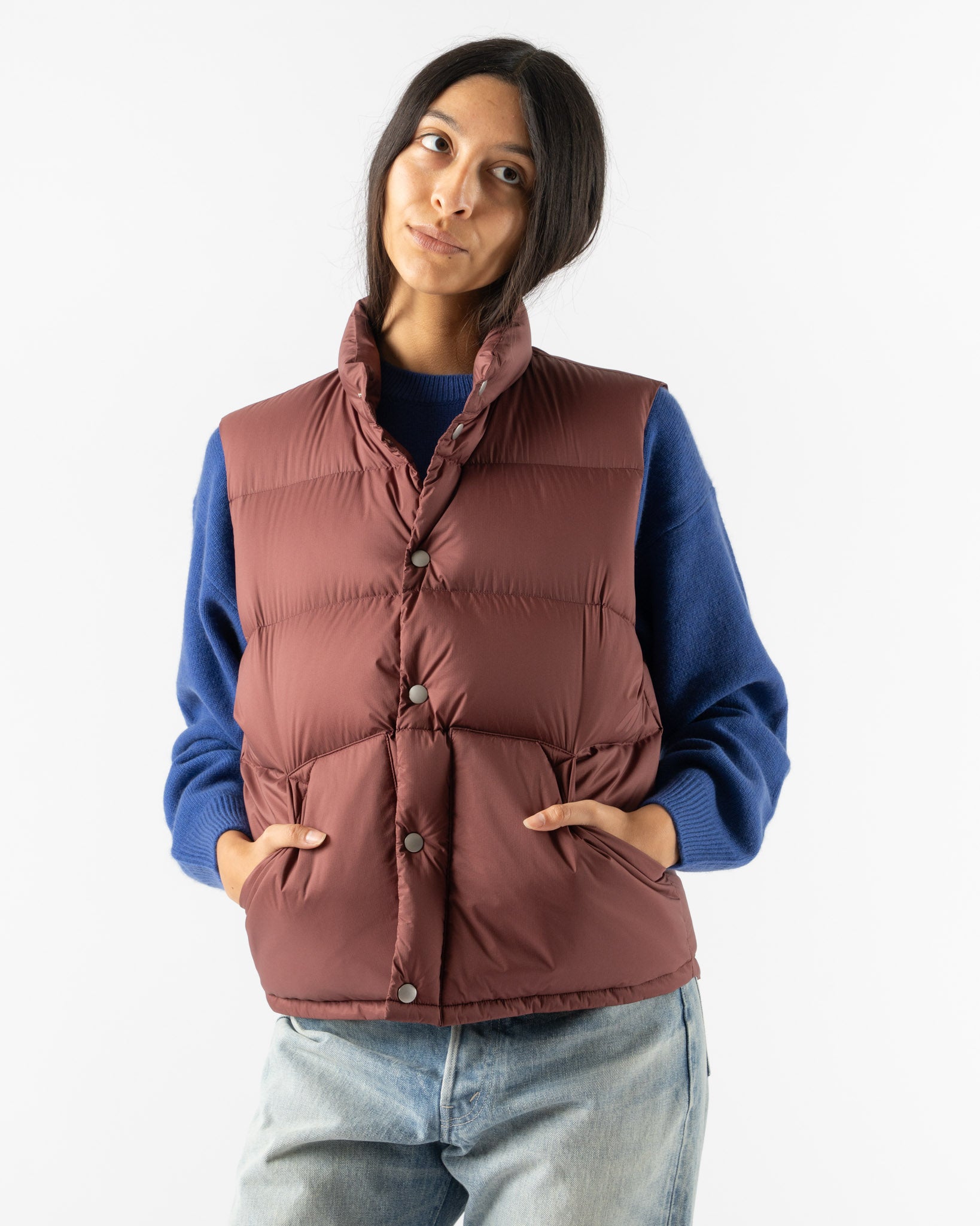 Auralee Super Light Nylon Ripstop Down Blouson in Burgundy