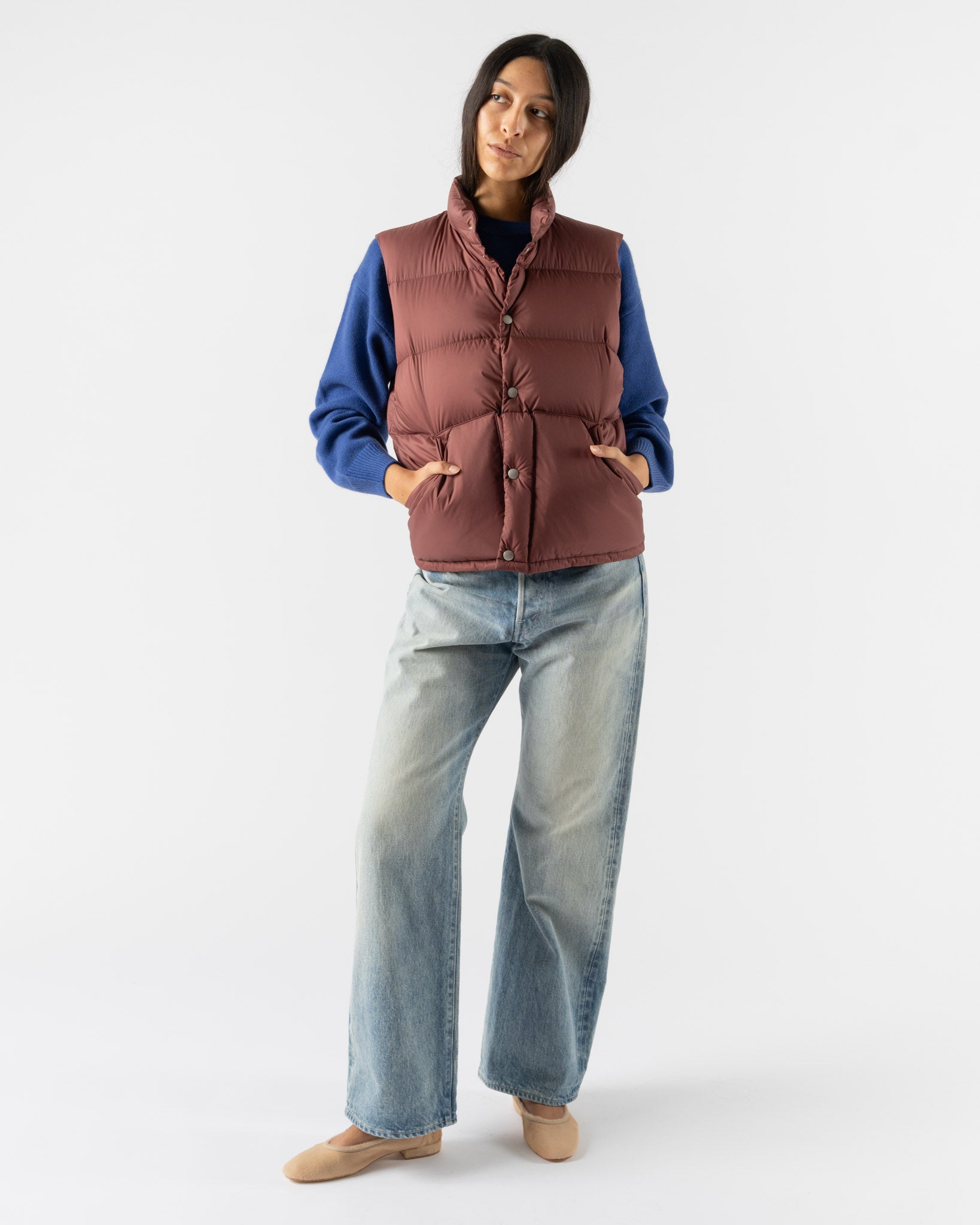Auralee Super Light Nylon Ripstop Down Blouson in Burgundy