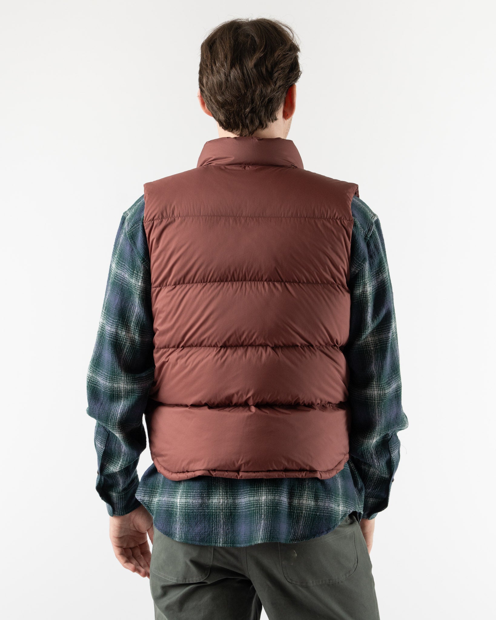 Auralee Super Light Nylon Ripstop Vest in Burgundy Curated at Jake