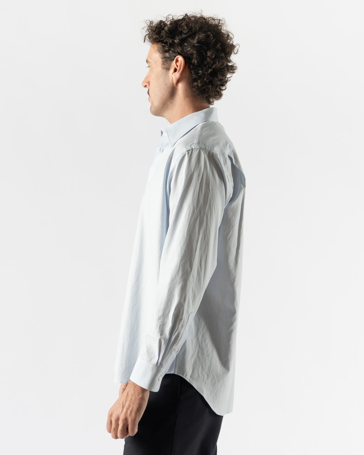 Auralee Washed Finx Twill Shirt in Blue
