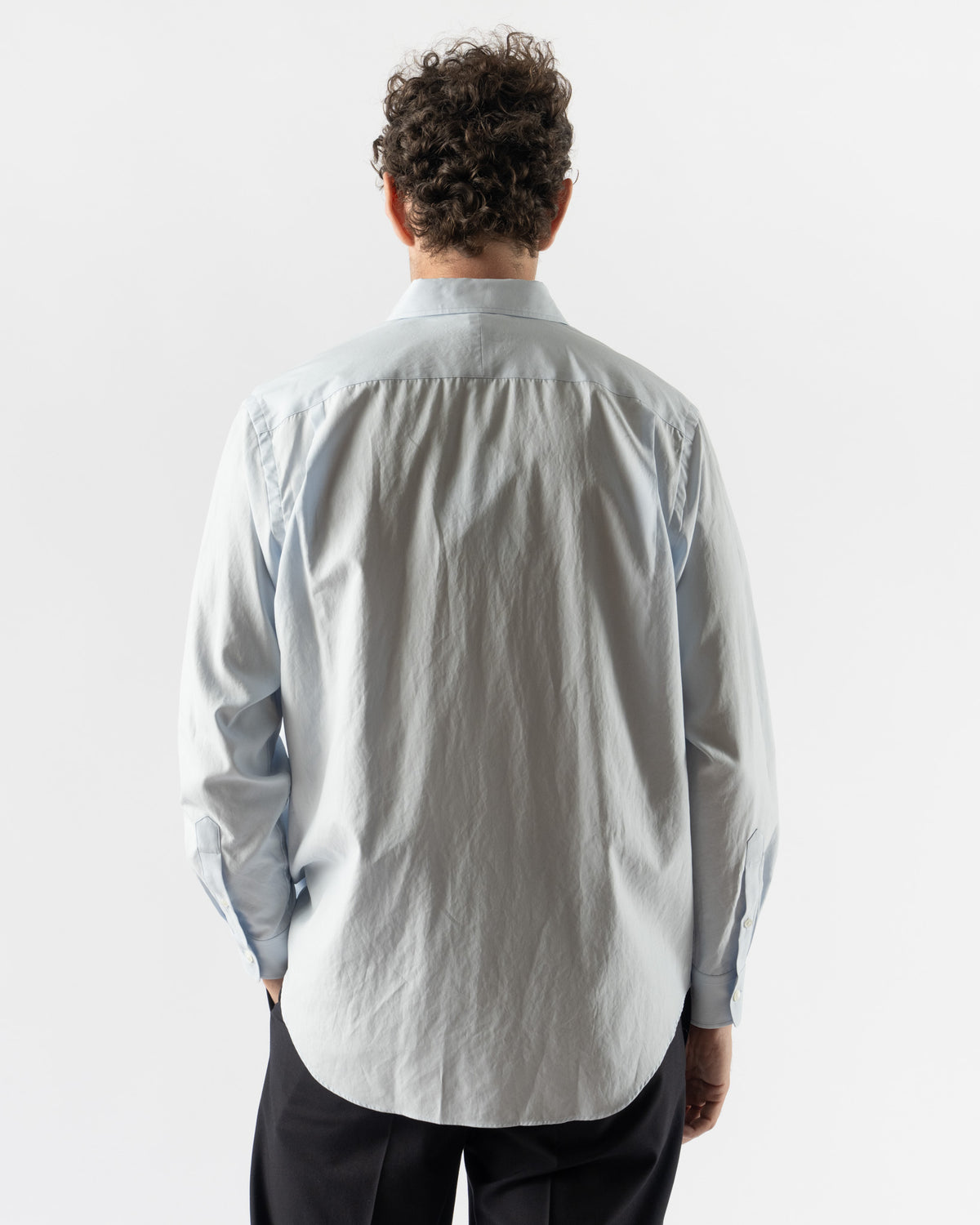 Auralee Washed Finx Twill Shirt in Blue