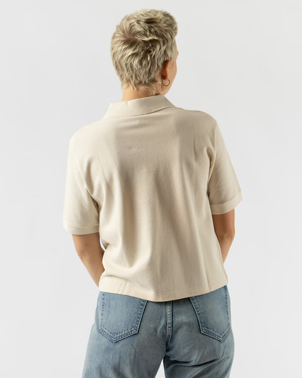 Auralee High Gauge Pique Polo in Ivory