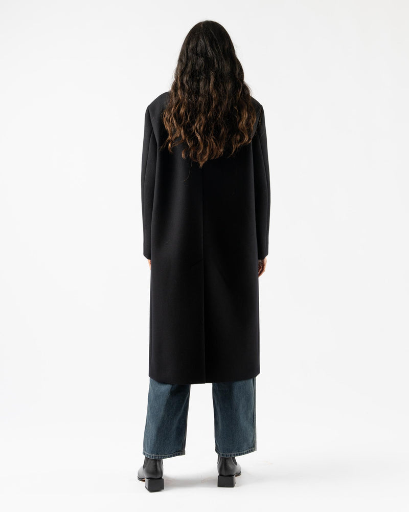 Auralee Sponge Wool Melton Chesterfield Coat in Dark Navy