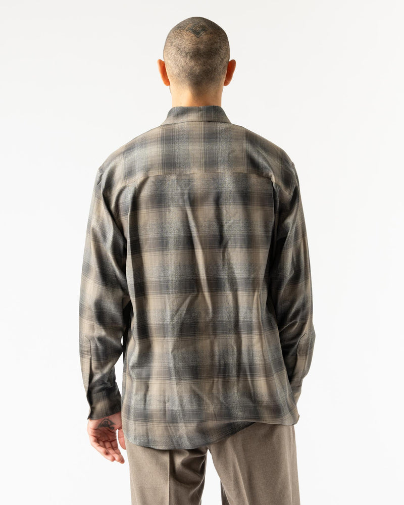 Auralee Super Light Wool Check Shirt in Charcoal/Grey Check