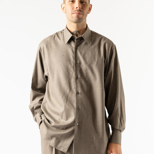 Auralee Super Light Wool Shirt in Top Brown Curated at Jake and Jones