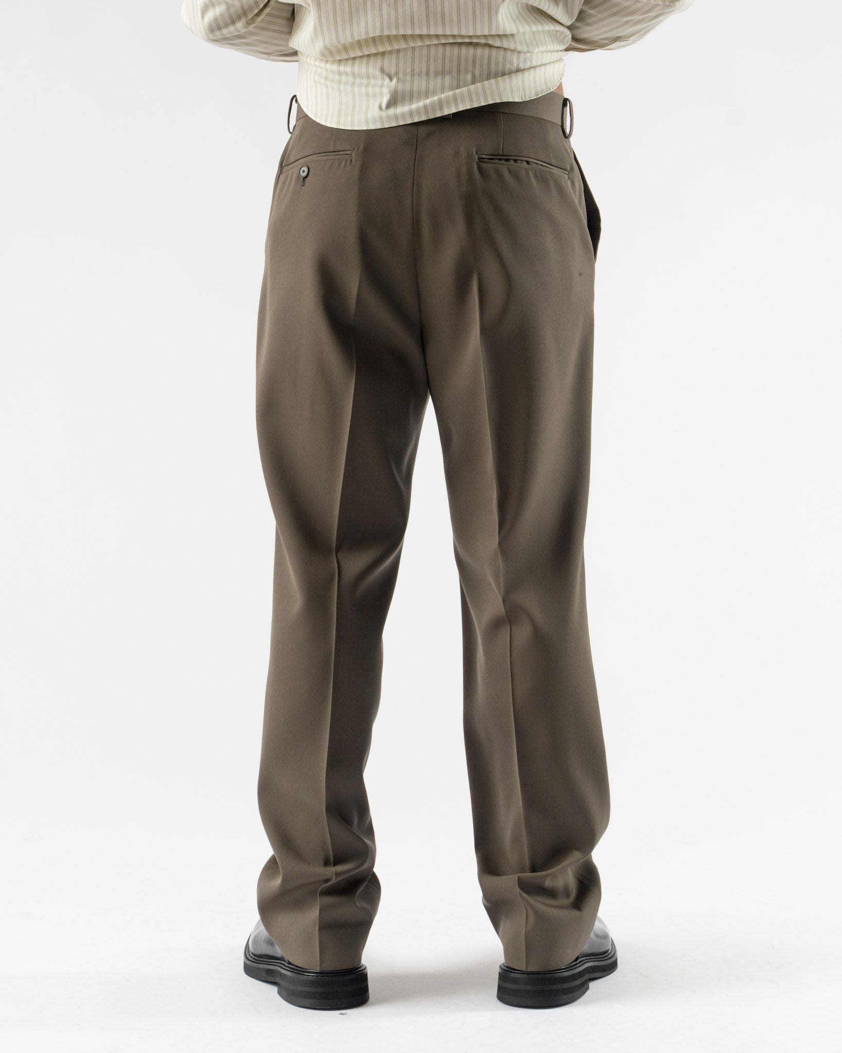 Auralee Pants in Dark Olive Brown Curated at Jake and Jones
