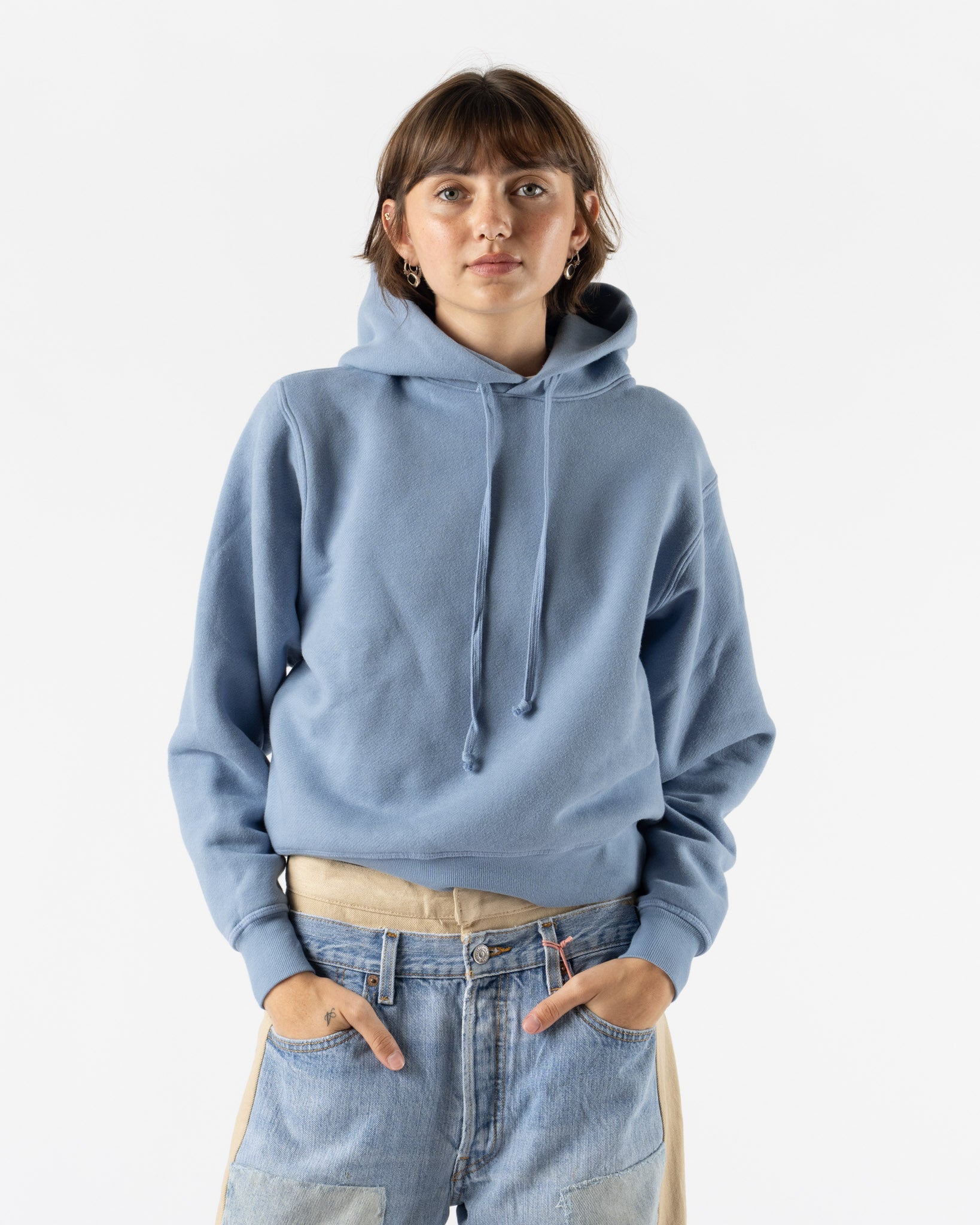 B Sides Hoodie in Chalk Blue Overdye