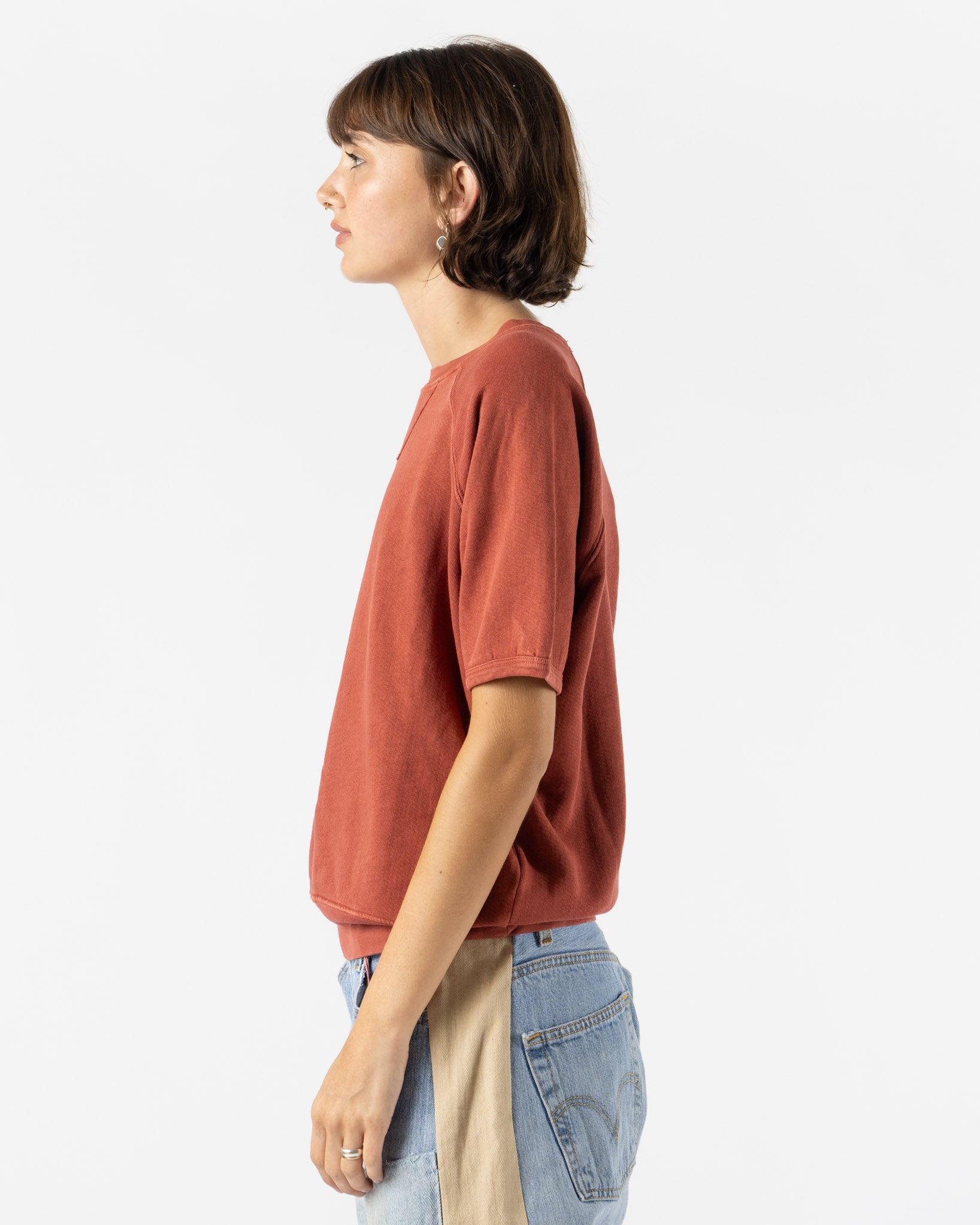 B Sides Short Sleeve Sweatshirt in Faded Tomato Overdye