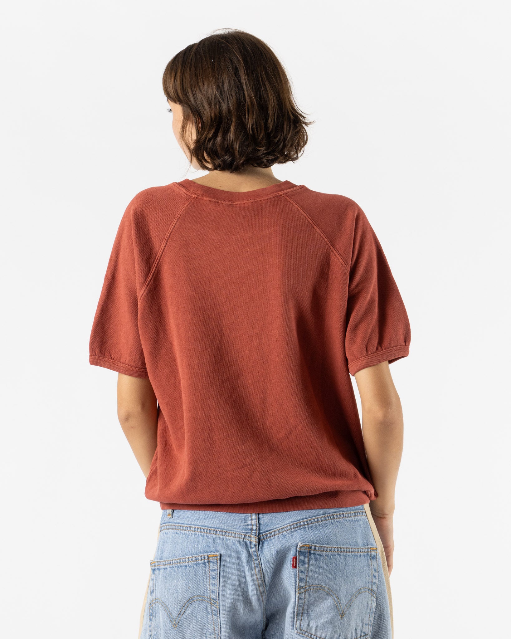 B Sides Short Sleeve Sweatshirt in Faded Tomato Overdye