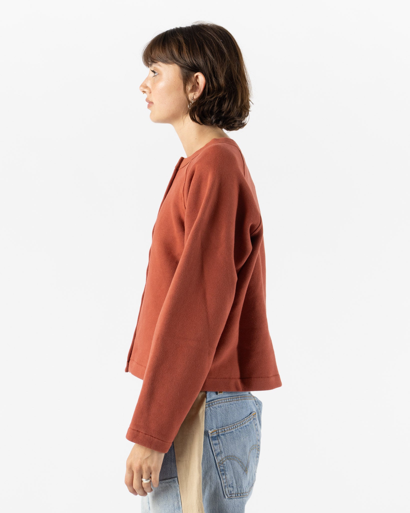 B Sides Snap Cardigan in Faded Tomato Overdye