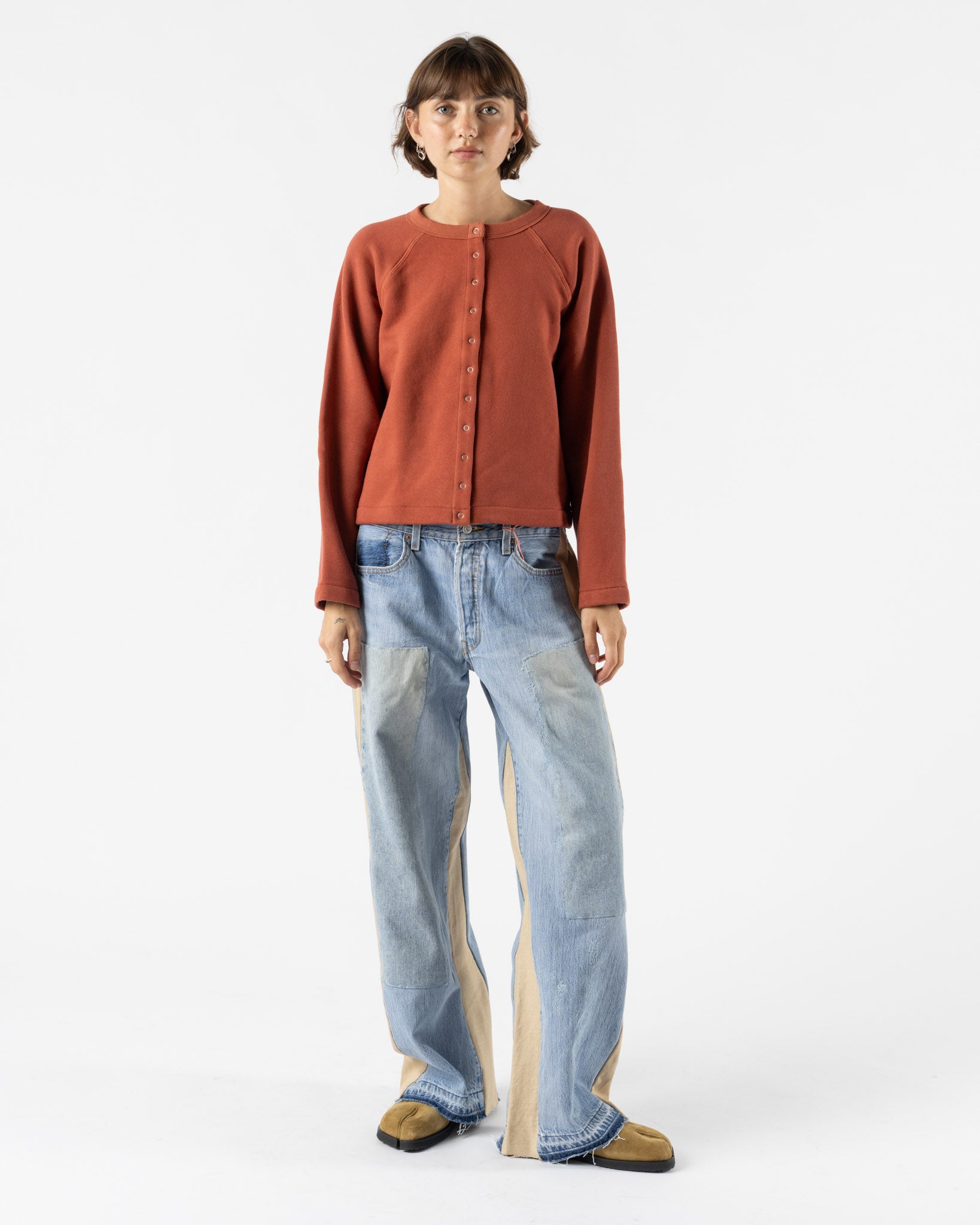 B Sides Snap Cardigan in Faded Tomato Overdye