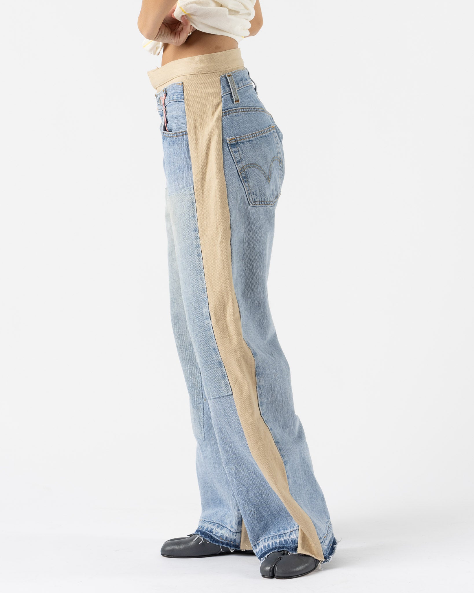 B Sides Double Waistband Rework in Vintage Indigo/Tan