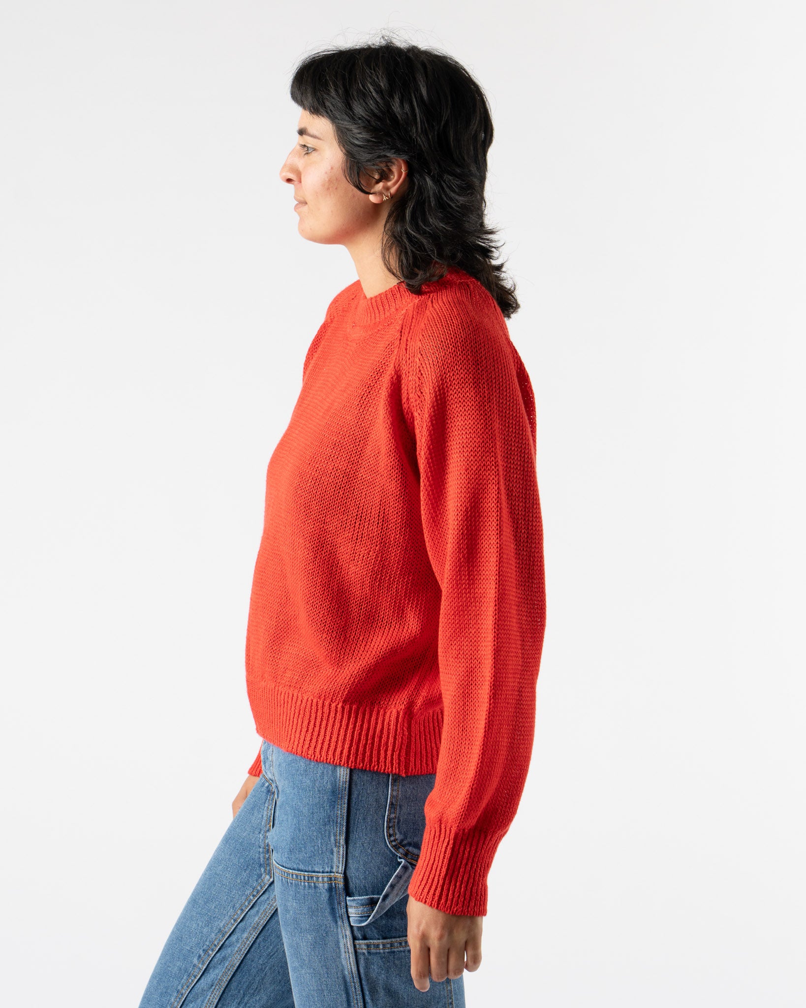 B Sides Linda Knit Crew in Geranium Linen