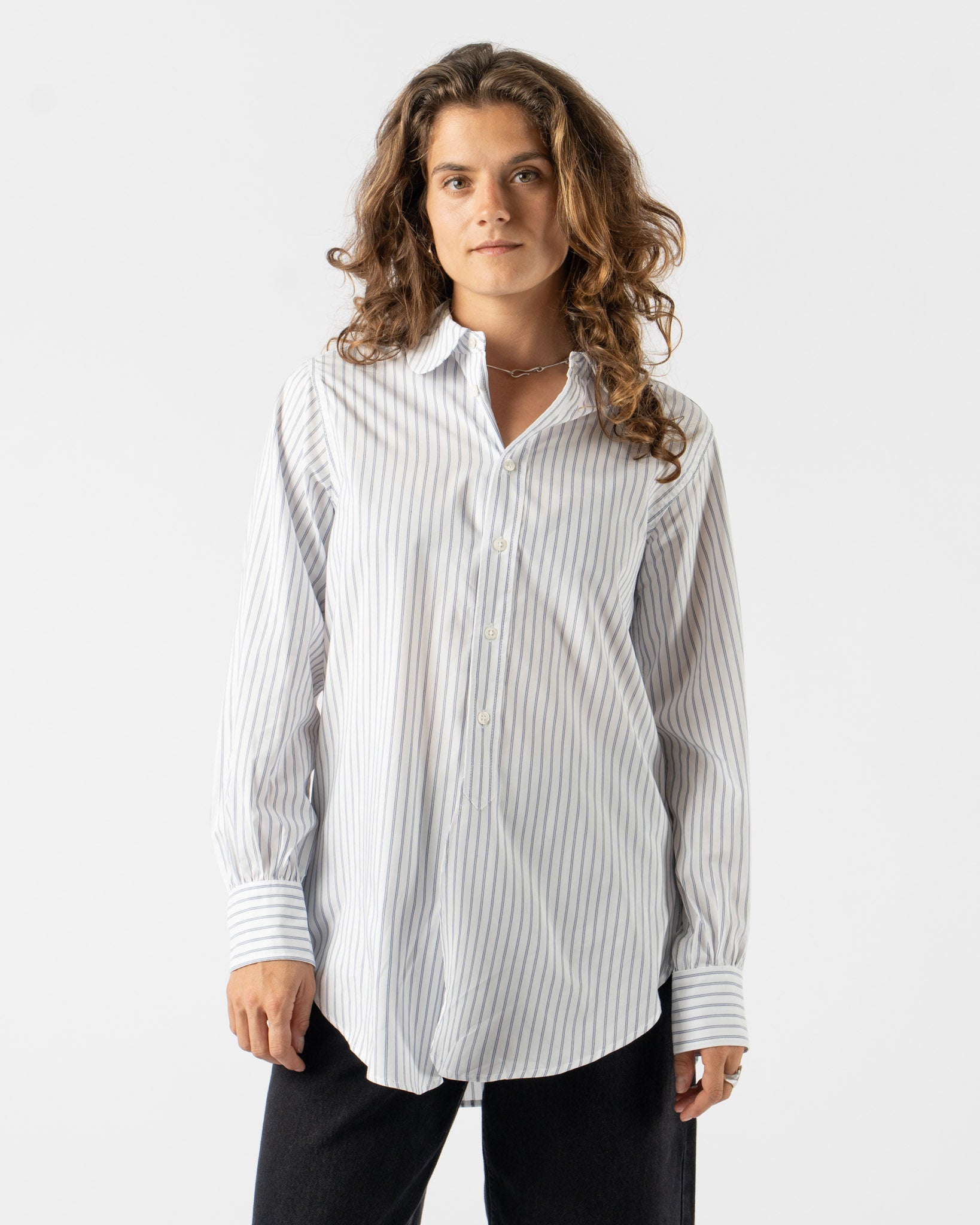 B Sides Louisa Shirt in White/Navy Stripe