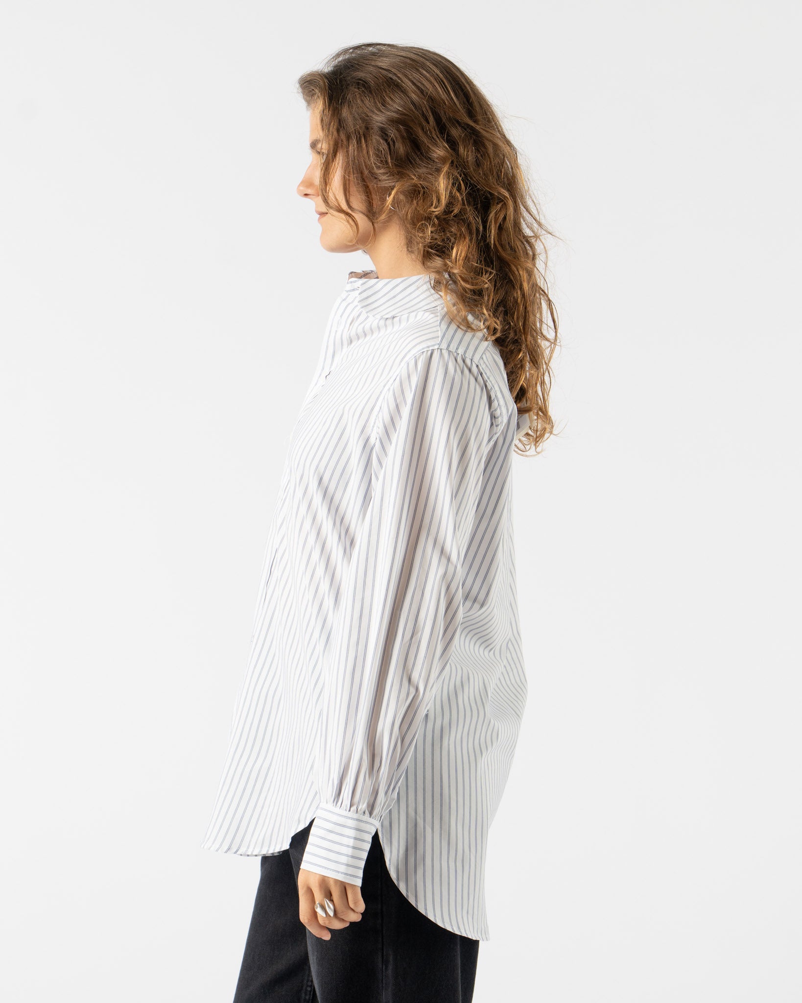 B Sides Louisa Shirt in White/Navy Stripe