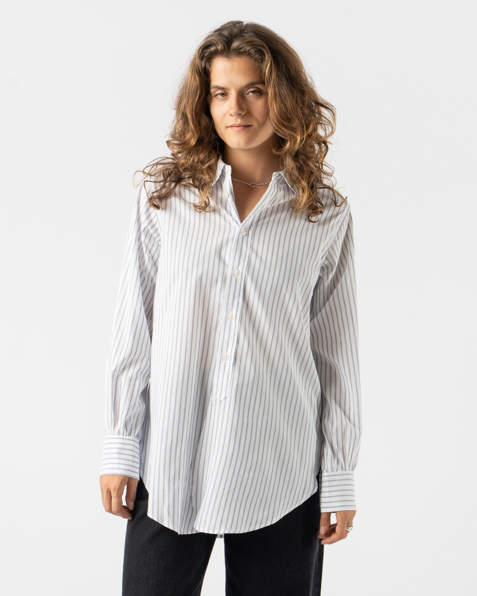 B Sides Louisa Shirt in White/Navy Stripe