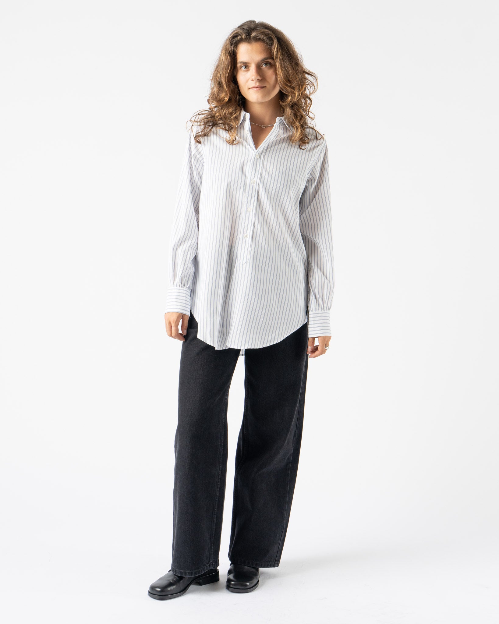 B Sides Louisa Shirt in White/Navy Stripe