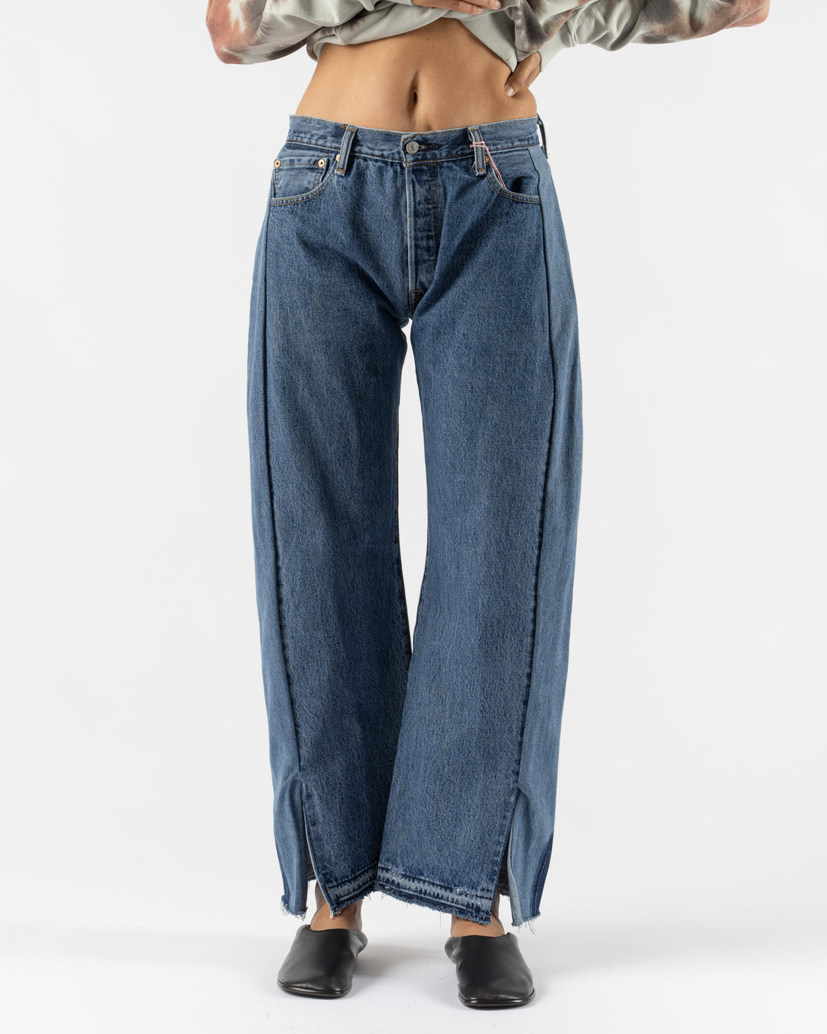 B Sides Reworked Vintage Open Hem Slouch Jean in Vintage Indigo