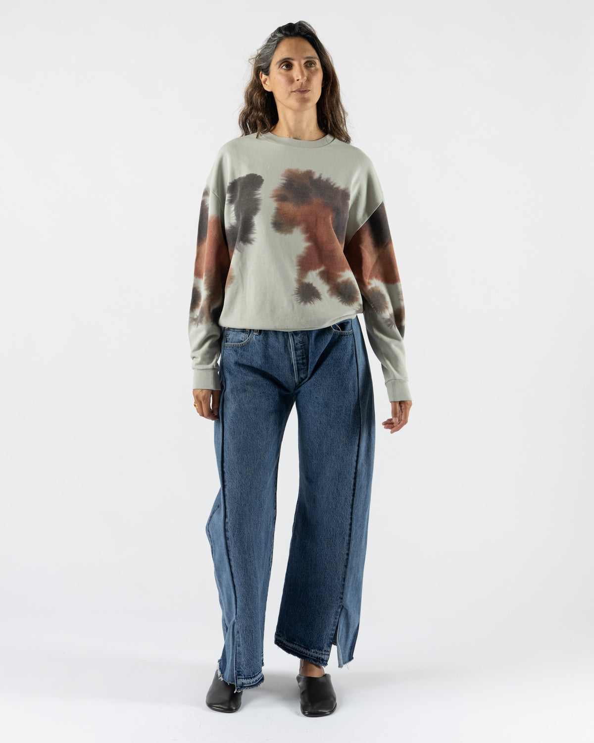 B Sides Reworked Vintage Open Hem Slouch Jean in Vintage Indigo