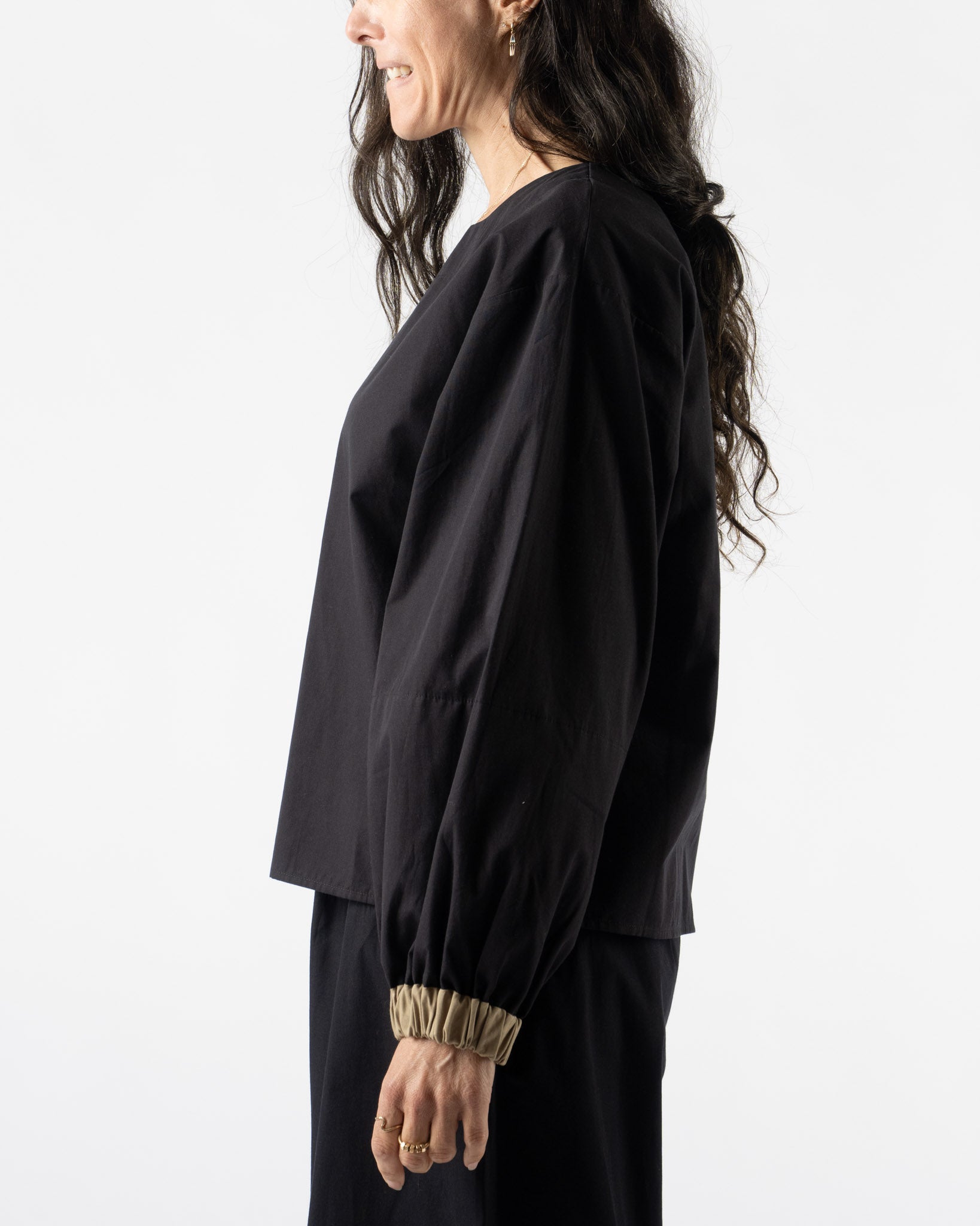 Baserange Moy Top in Black Khaki