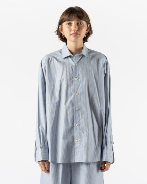 Baserange Claude Shirt in Blue Stripe Curated at Jake and Jones