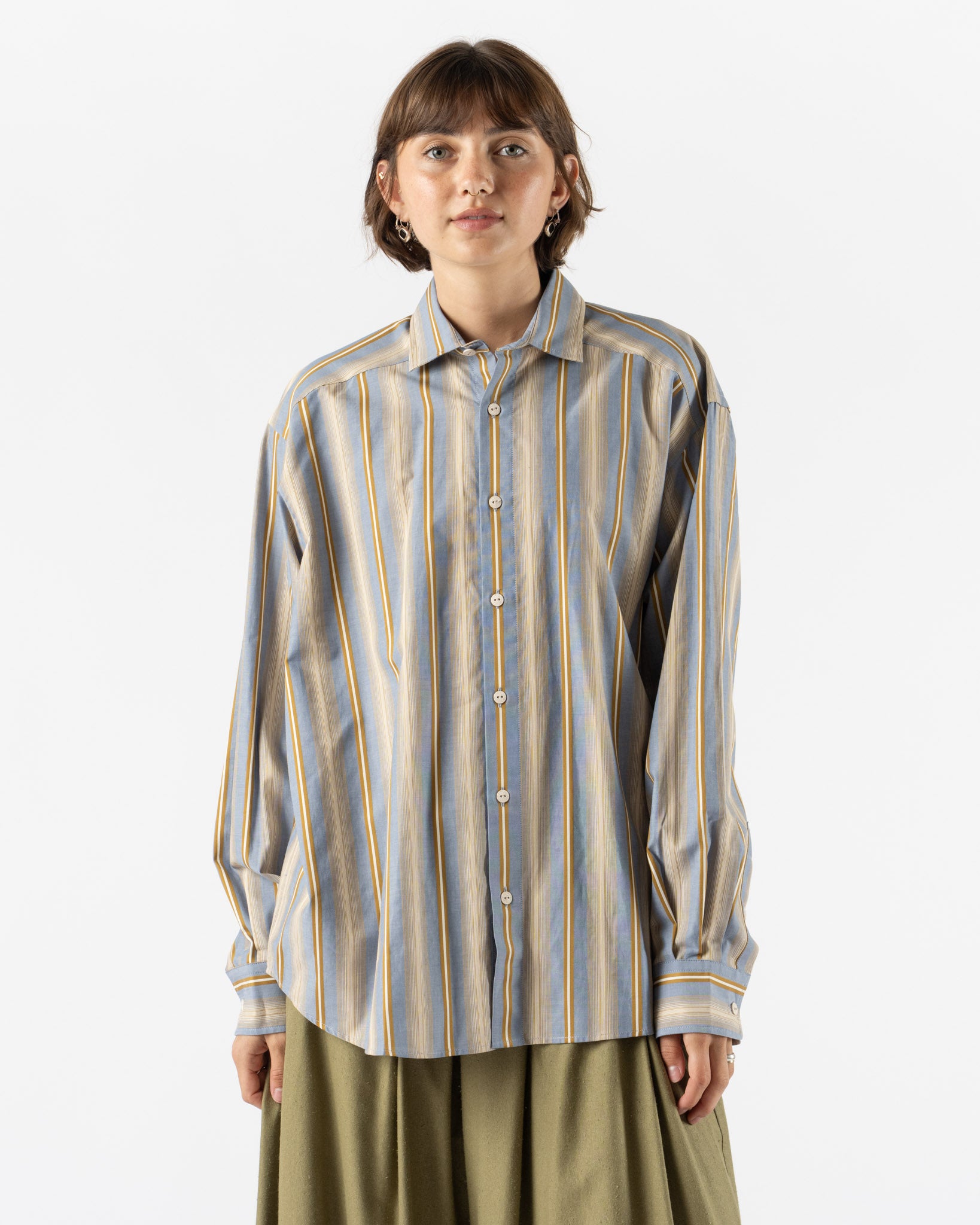 Baserange Claude Shirt in Grid Stripe