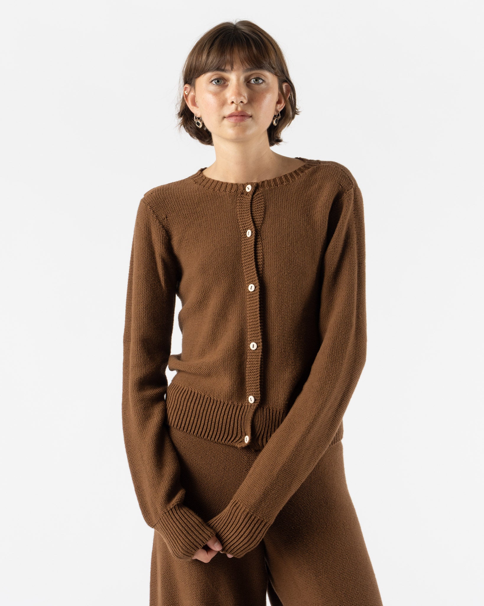 Baserange Tier Cardigan in Nocciola Brown
