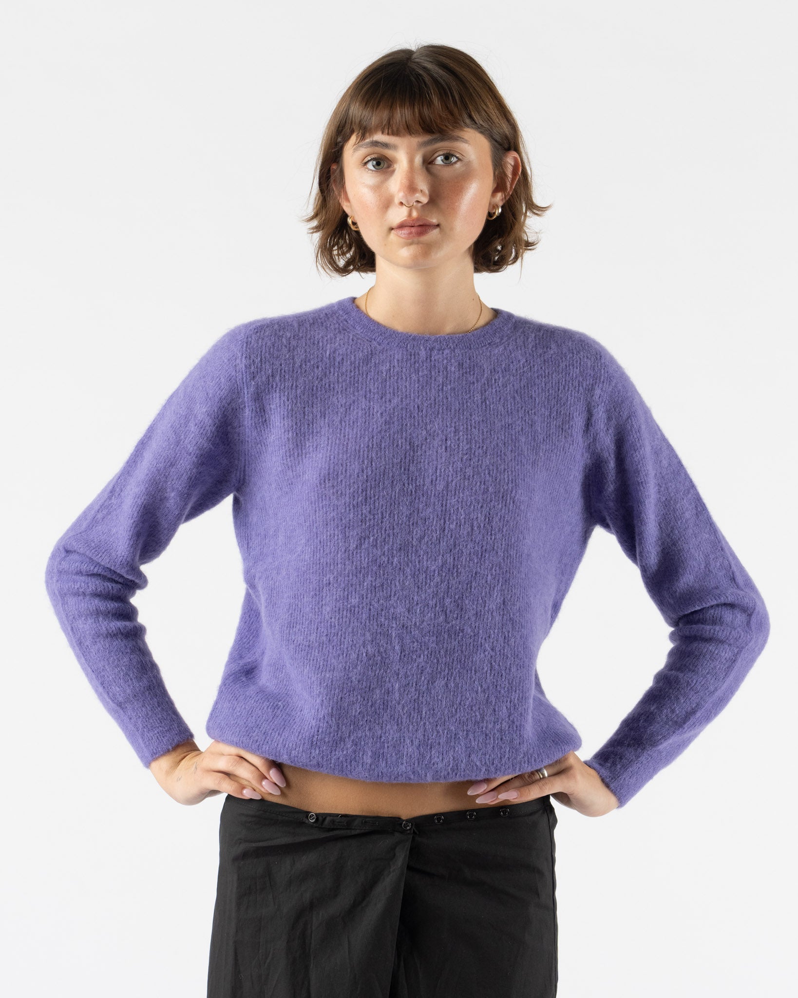 Auralee Baby Suri Alpaca Sheer Knit P/O in Purple