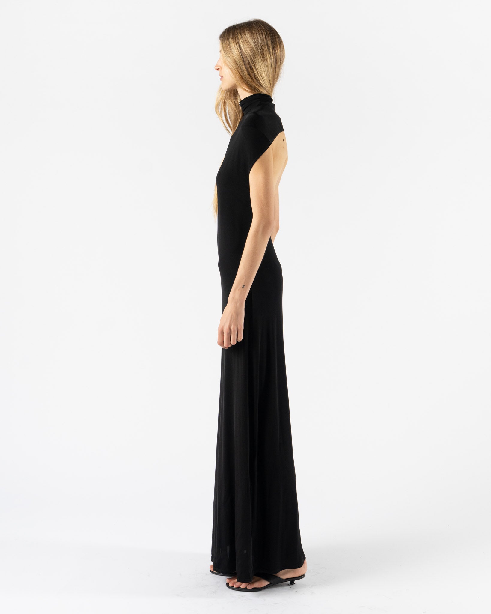 Colleen Allen Backless Jersey Dress in Black