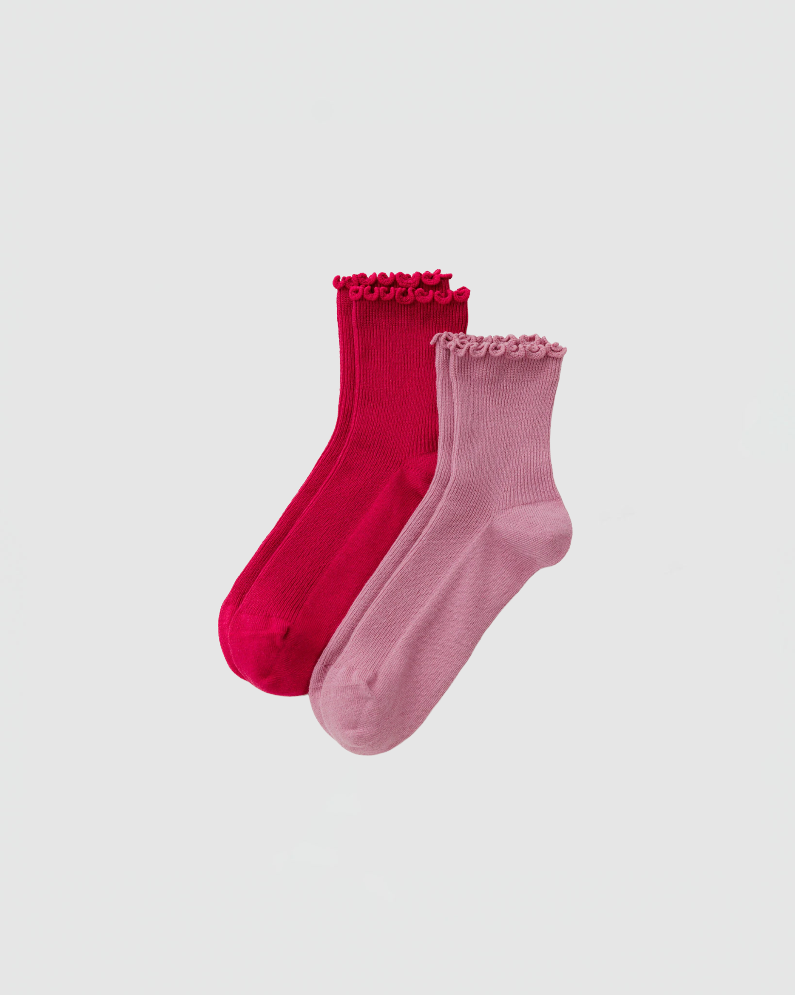 Baggu Lettuce Edge Sock Set of 2 in Wild Plum & Cherry