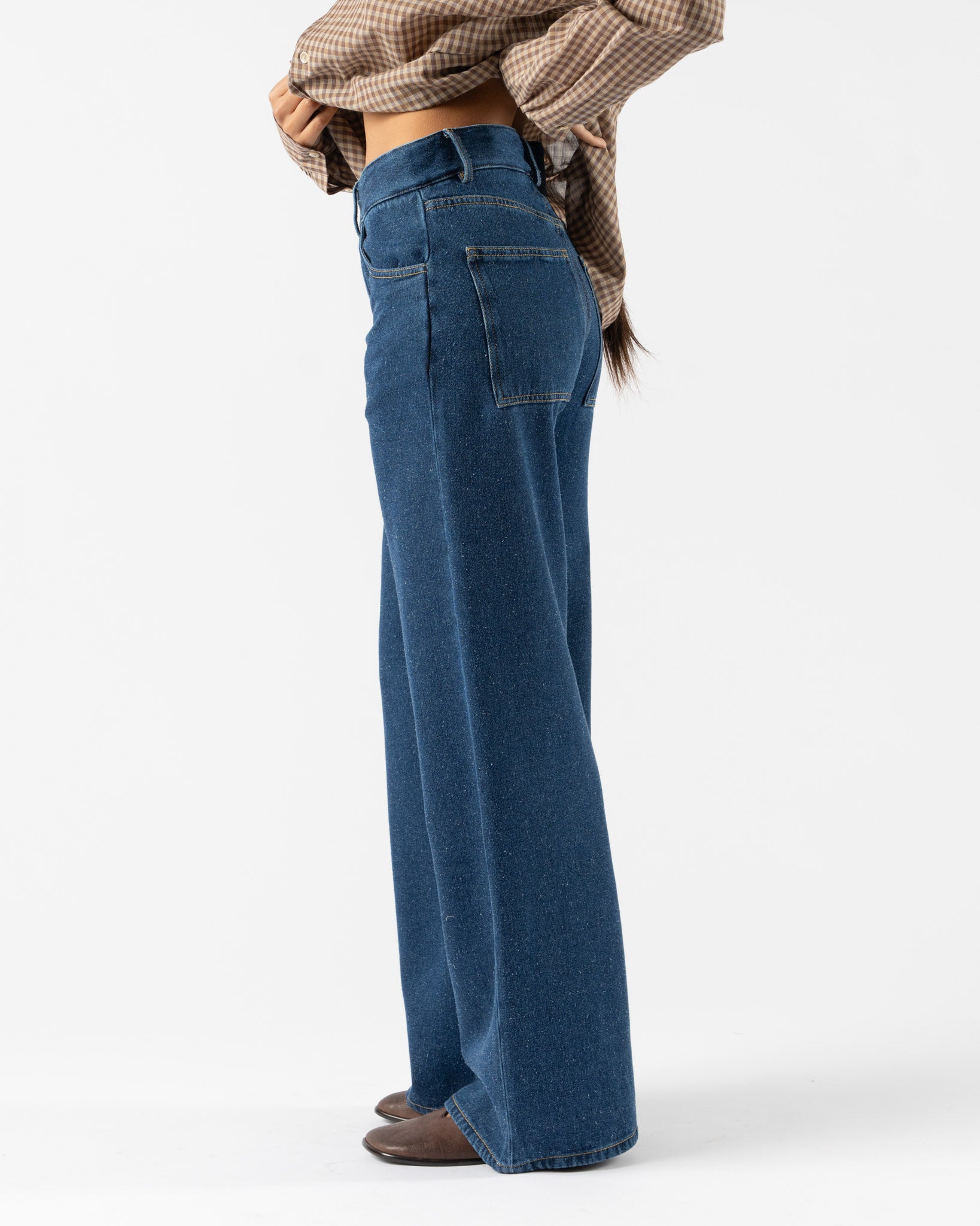 Baserange Grass Pants in Indigo Blue Wash