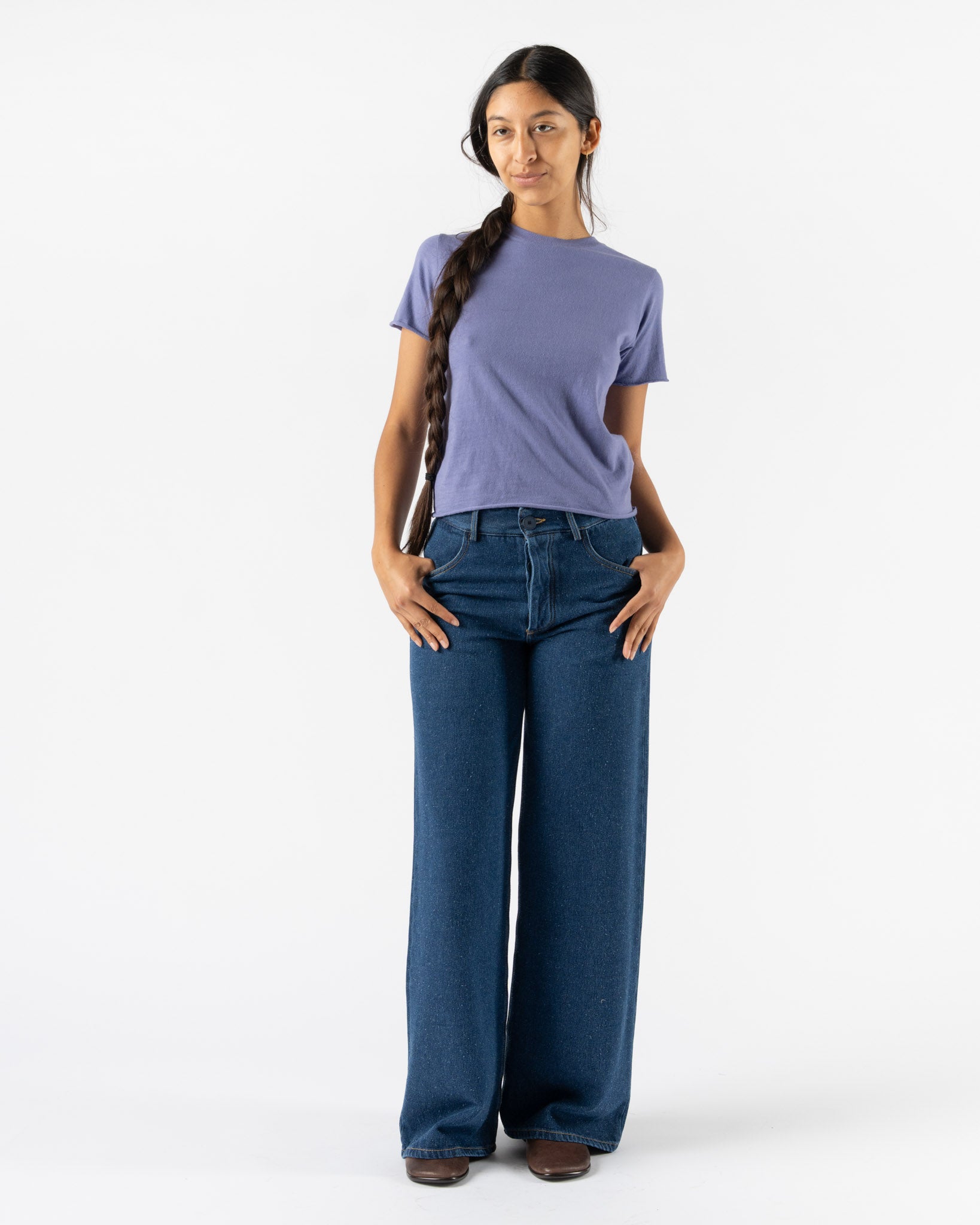 Baserange Grass Pants in Indigo Blue Wash