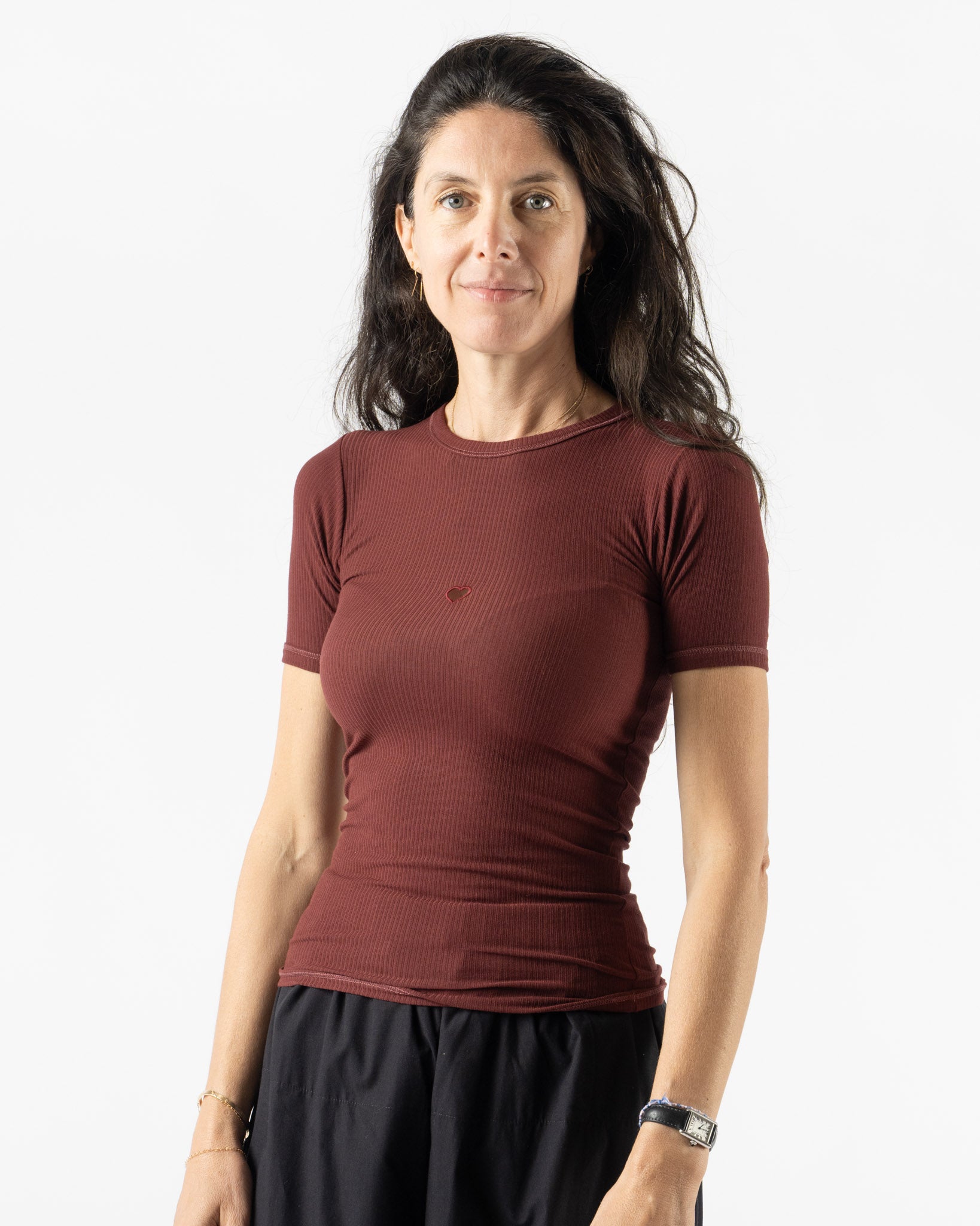 Baserange Heart Tee Shirt in Nara Red